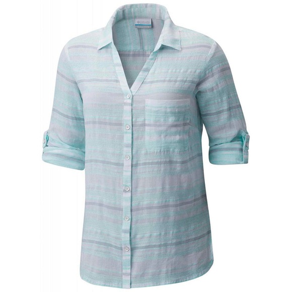 Columbia Light Blue Striped Button-Up Shirt small - Picture 1 of 6